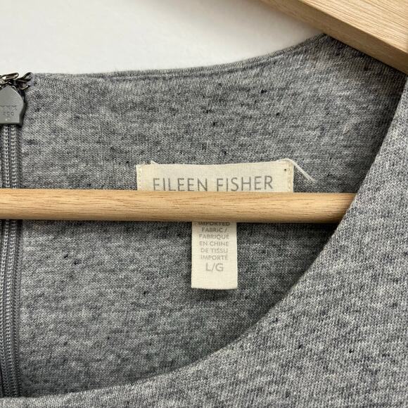 Eileen Fisher Organic Cotton Heathered Knit Wide Leg Crop Moon Jumpsuit - Large - Picture 8 of 15